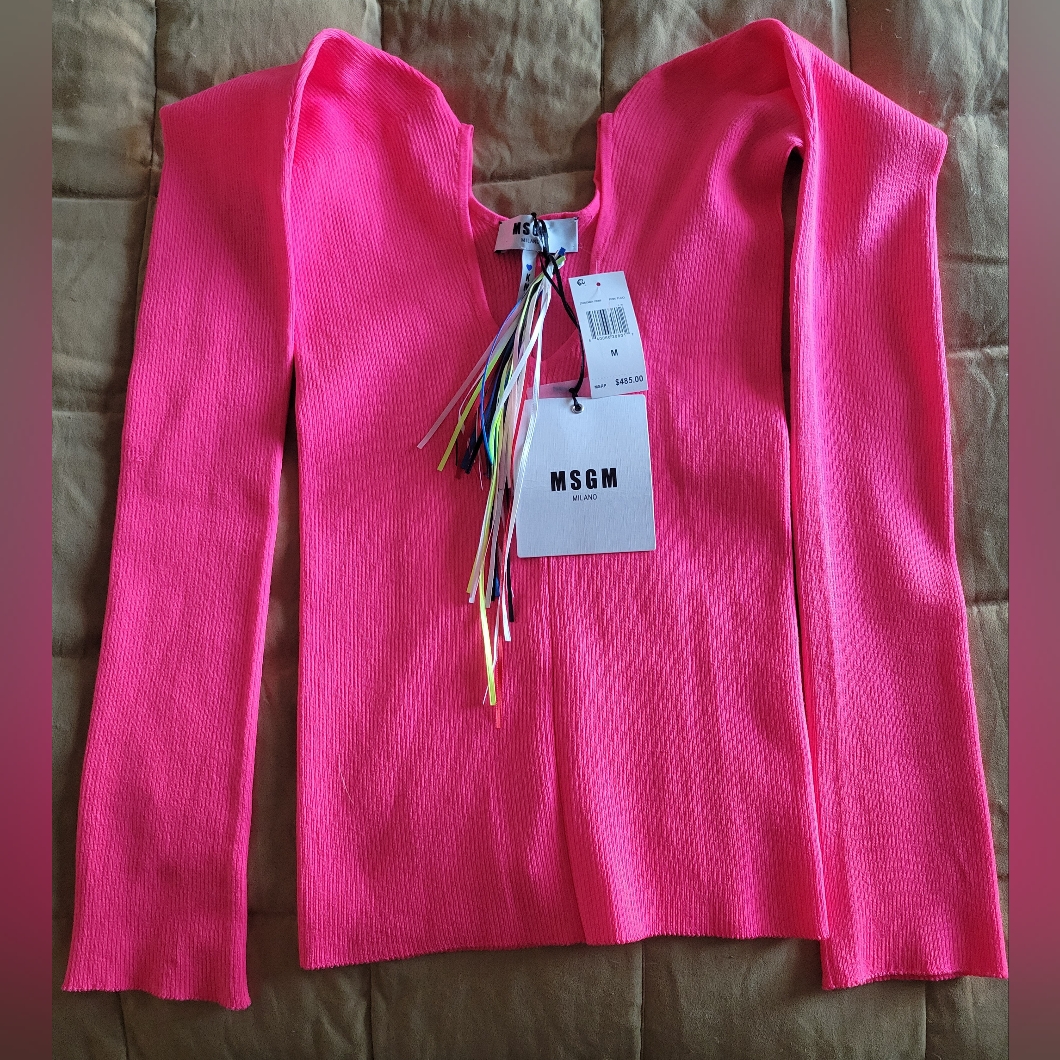 Msgm Nwt Hot Pink V Neck Sweater